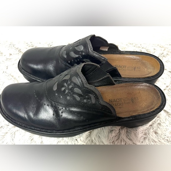 Naot Havana Black Leather Slide Mules Clogs Women’s Size 10 - Picture 5 of 7